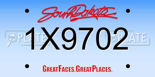 1X9702 South Dakota License Plate