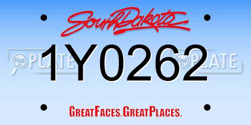 1Y0262 South Dakota License Plate