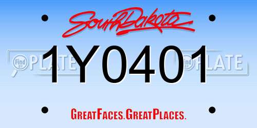 1Y0401 South Dakota License Plate