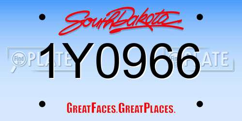 1Y0966 South Dakota License Plate