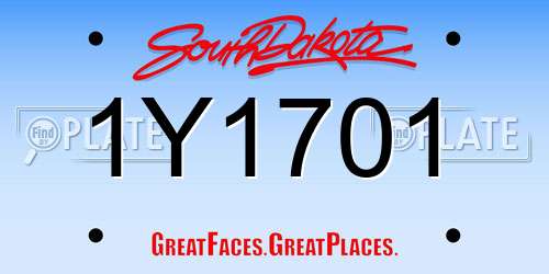 1Y1701 South Dakota License Plate