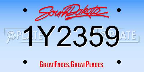 1Y2359 South Dakota License Plate
