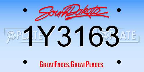 1Y3163 South Dakota License Plate