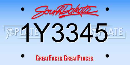 1Y3345 South Dakota License Plate