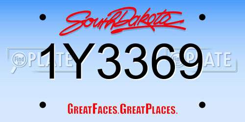 1Y3369 South Dakota License Plate