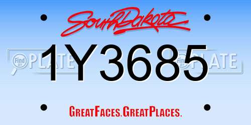 1Y3685 South Dakota License Plate