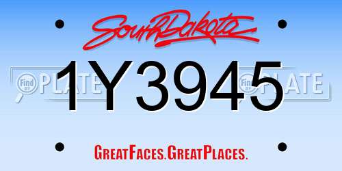 1Y3945 South Dakota License Plate