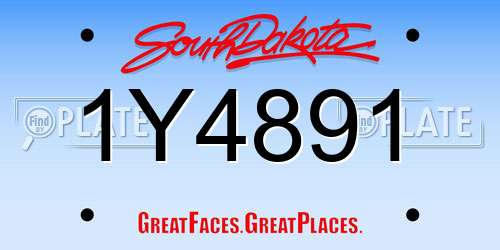 1Y4891 South Dakota License Plate