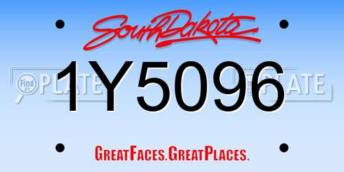 1Y5096 South Dakota License Plate