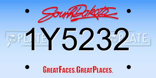 1Y5232 South Dakota License Plate