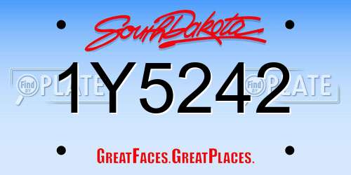 1Y5242 South Dakota License Plate