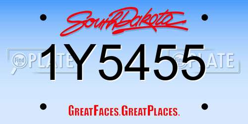 1Y5455 South Dakota License Plate