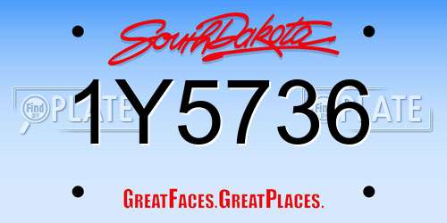 1Y5736 South Dakota License Plate