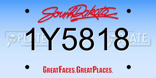 1Y5818 South Dakota License Plate