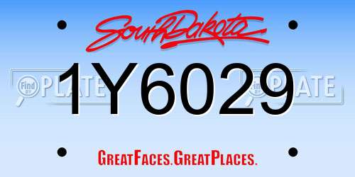1Y6029 South Dakota License Plate