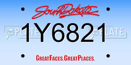 1Y6821 South Dakota License Plate
