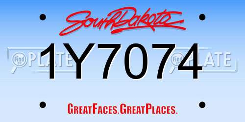1Y7074 South Dakota License Plate