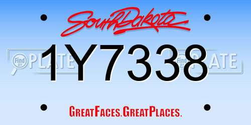 1Y7338 South Dakota License Plate