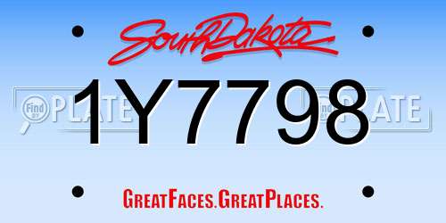 1Y7798 South Dakota License Plate