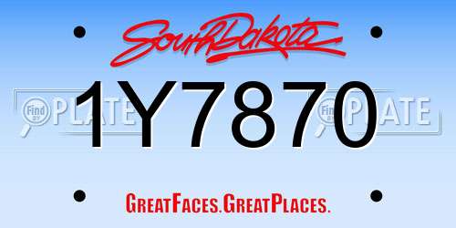 1Y7870 South Dakota License Plate