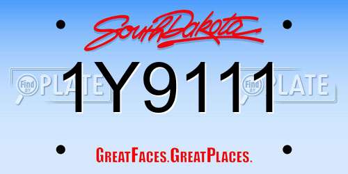 1Y9111 South Dakota License Plate