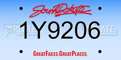 1Y9206 South Dakota License Plate