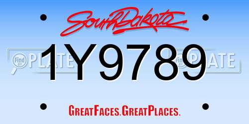 1Y9789 South Dakota License Plate