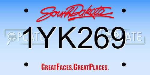 1YK269 South Dakota License Plate