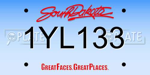 1YL133 South Dakota License Plate