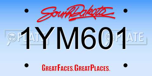 1YM601 South Dakota License Plate
