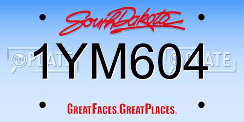 1YM604 South Dakota License Plate