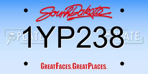 1YP238 South Dakota License Plate