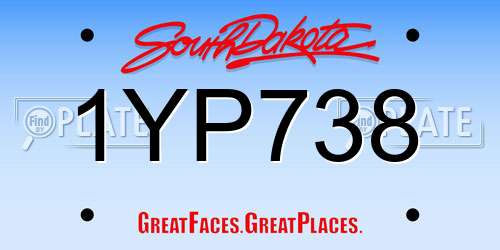 1YP738 South Dakota License Plate