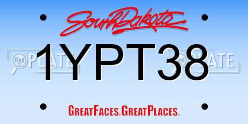 1YPT38 South Dakota License Plate