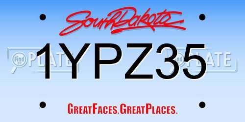 1YPZ35 South Dakota License Plate