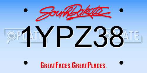 1YPZ38 South Dakota License Plate