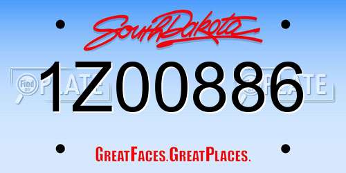 1Z00886 South Dakota License Plate