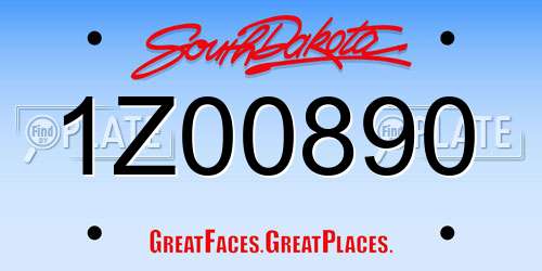 1Z00890 South Dakota License Plate
