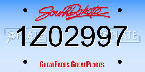 1Z02997 South Dakota License Plate
