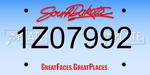 1Z07992 South Dakota License Plate
