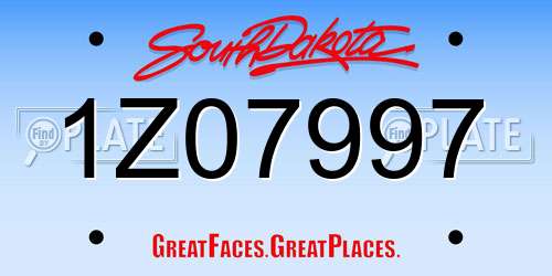 1Z07997 South Dakota License Plate