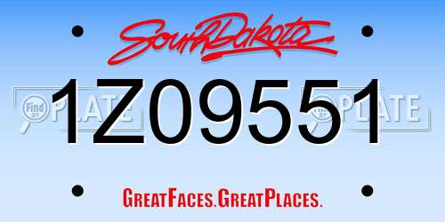 1Z09551 South Dakota License Plate