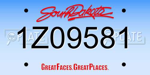 1Z09581 South Dakota License Plate