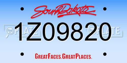 1Z09820 South Dakota License Plate