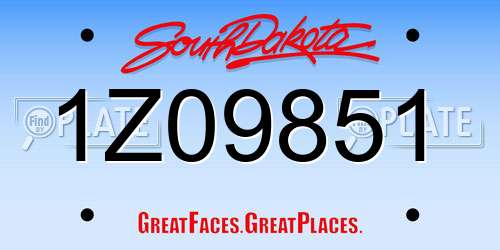 1Z09851 South Dakota License Plate