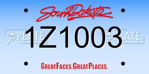 1Z1003 South Dakota License Plate