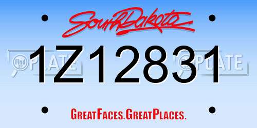 1Z12831 South Dakota License Plate