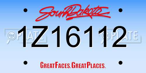 1Z16112 South Dakota License Plate