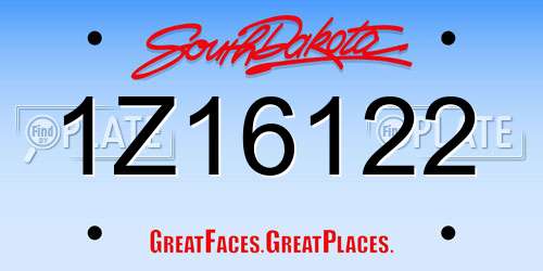 1Z16122 South Dakota License Plate