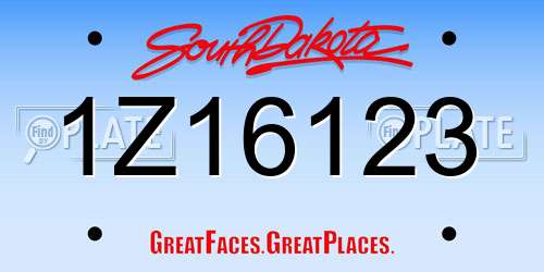 1Z16123 South Dakota License Plate